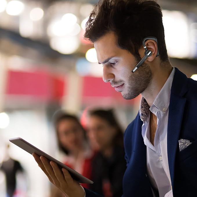 Bluetooth Headset V5.0, Wireless Bluetooth Earpiece 24Hrs HD Calling,CVC8.0 Dual Mic Noise Cancelling, Hands-Free Bluetooth Earphone for Driving/Business/Office