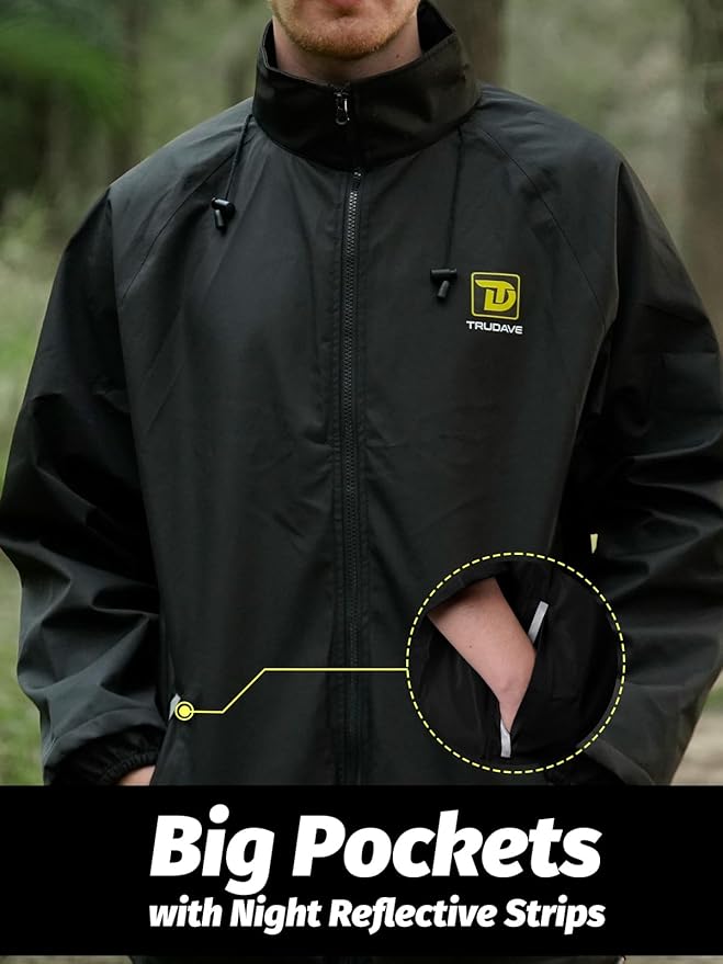 Rain Suit, Waterproof Rain Suits for Men, 2 Pieces Breathable & Windproof Rainwear