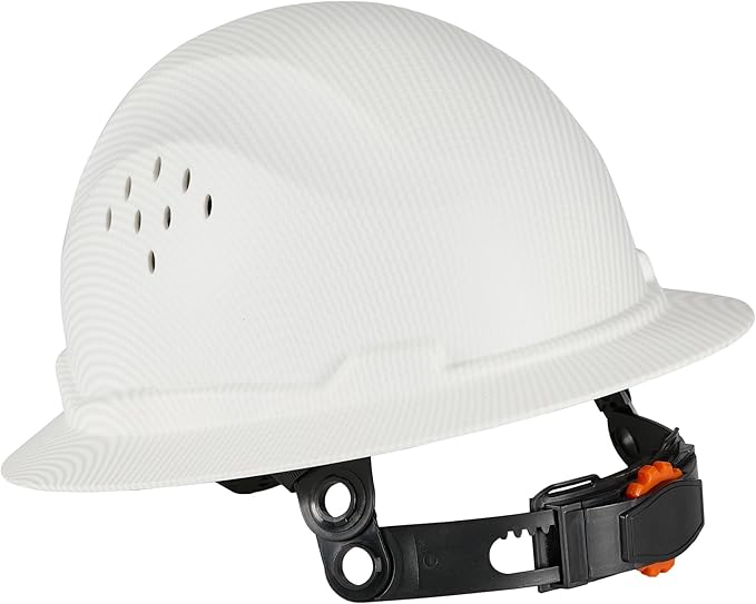 COOLJOB Full Brim Hard Hat, Vented Construction Safety Helmet OSHA Approved, 6-Point Ratchet Suspension, Carbon Fiber Pattern Design