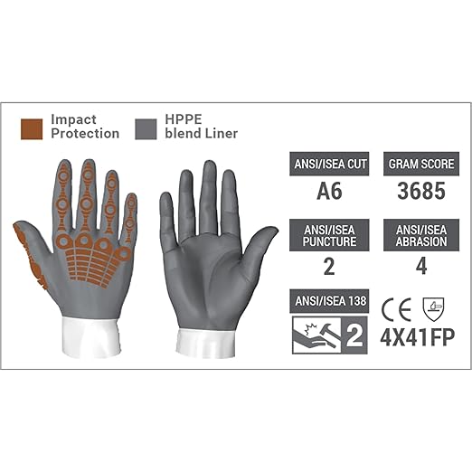 HexArmor Cut-Resistant Impact Protection Synthetic Leather Palm Work Gloves | Chrome SLT ® Series 4070 | X-Large