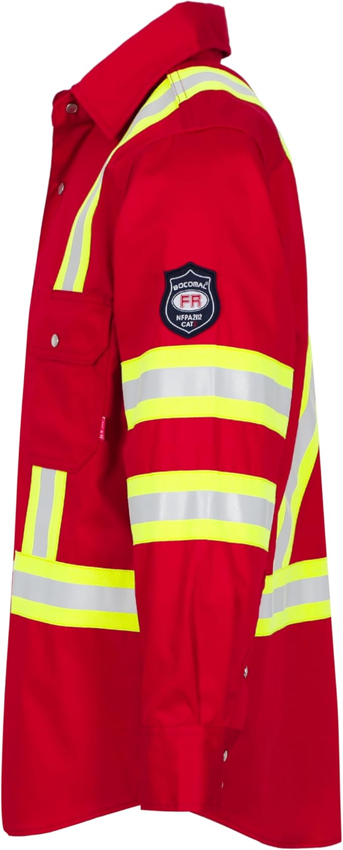 BOCOMAL FR Shirts High Visibility/Hi Vis Flame Resistant/Fire Retardant Shirt 7.5oz Men's Reflective Shirts