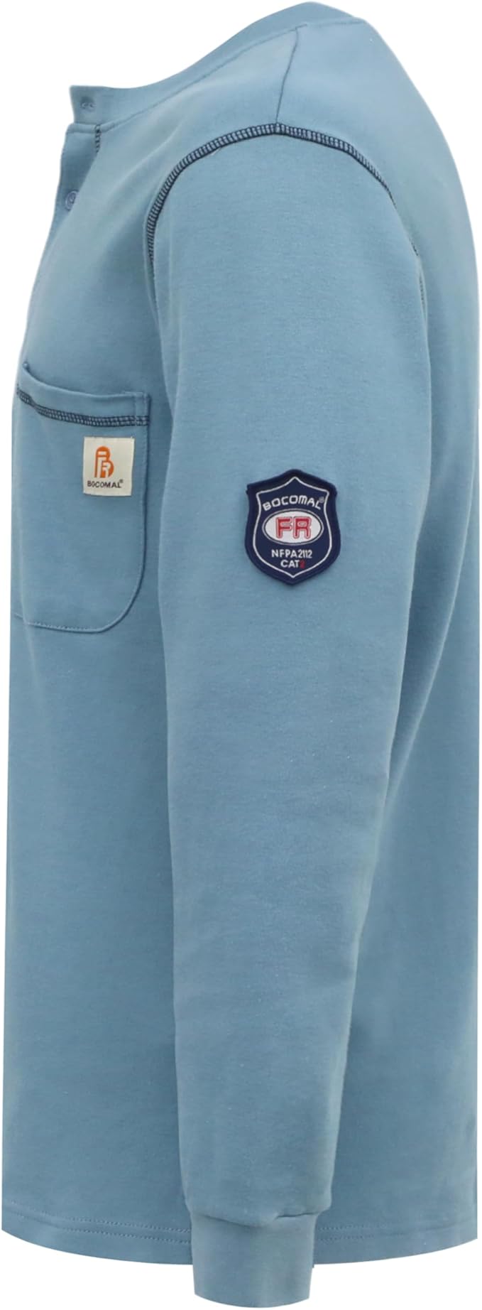 BOCOMAL FR Shirts Flame Resistant Henley Shirt NFPA2112/CAT2 7oz Men's Long Sleeve Fire Retardant Clothing
