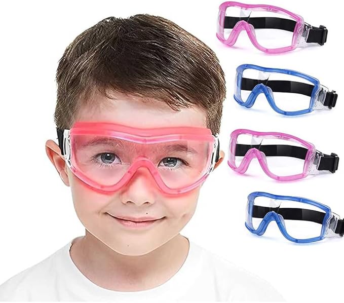 Kids Safety Goggles, Toddler Safety Glasses With UV Anti-Fog,Clear Lens Glasses Cleaning Cloth Included