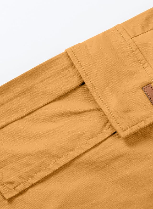 JMIERR Mens Casual Twill Cargo Shorts Cotton Drawstring Classic Cargo Stretch Short with 6 Pockets