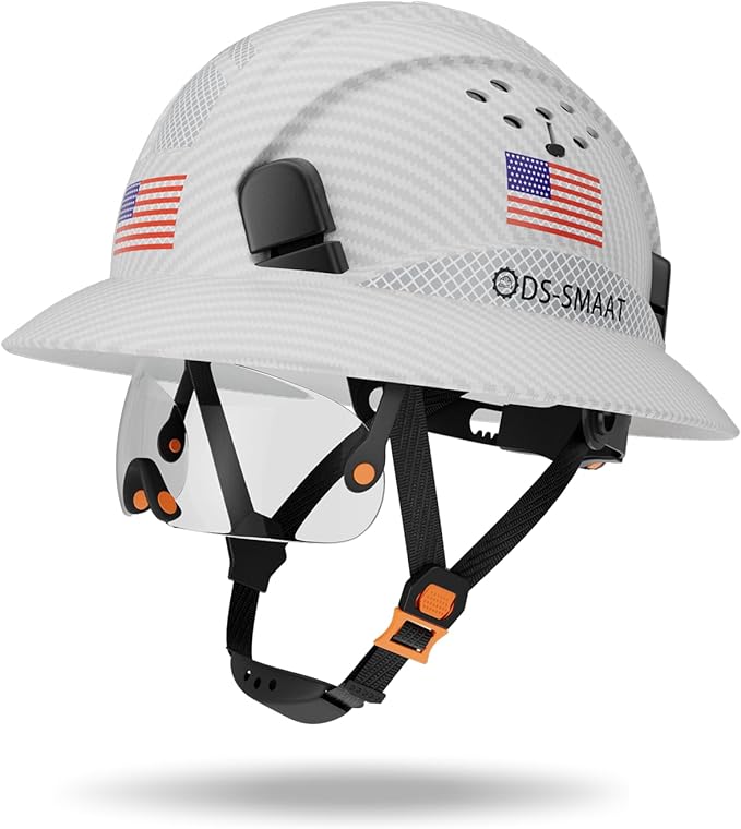Full Brim Hard Hat with Visor, 6-Point Ratchet Suspension Safety Helmet, Superior Impact Head Protection, ANSI Z89.1 OSHA Approved Safety Helmet,Great for Men&Women