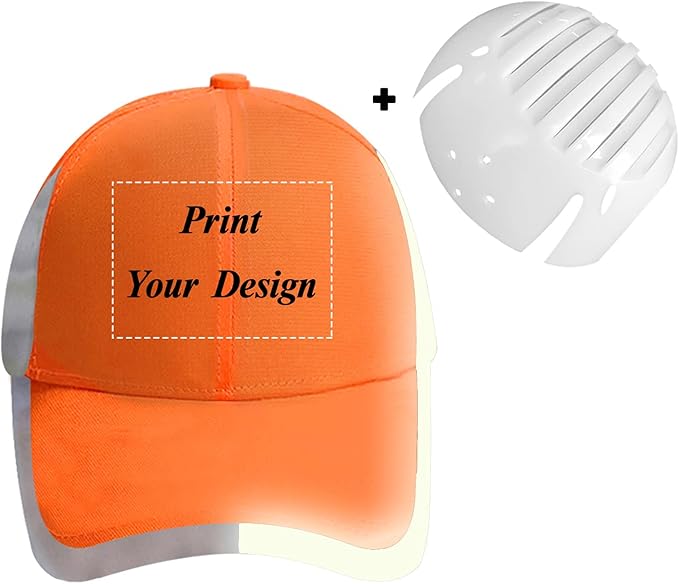 Customizable Safety Bump Cap Baseball Cap Style Hard Hats for Men and Women Lightweight Safety Hat with Reflective Stripes,Print