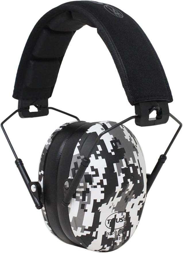 TITUS 2-Series Premium Low Profile Earmuffs, ANSI Rated, High NRR Noise Reduction, Durable Sport Band, Hearing Protection PPE