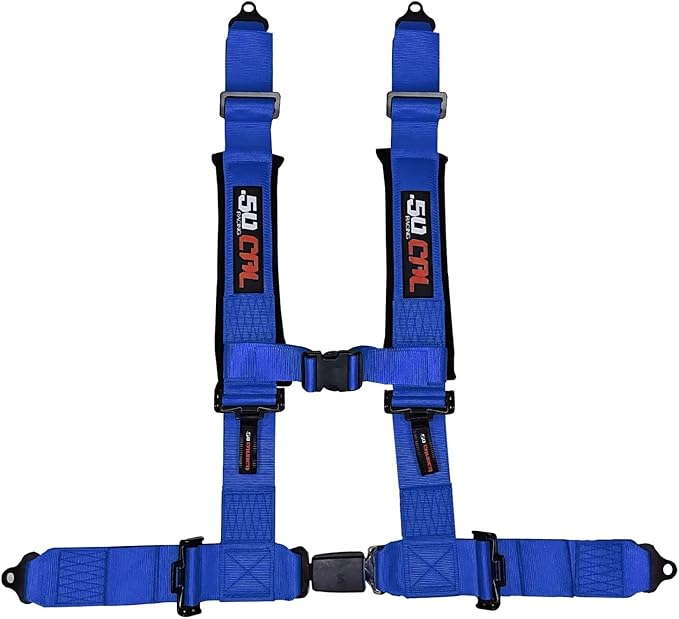 Blue 4 Point Harness for Bucket Seat, Push Button Release, 10 Color Options, Racing Harness, Race Car, Off Road Vehicle, UTV, RZR (1 Unit) [6032]