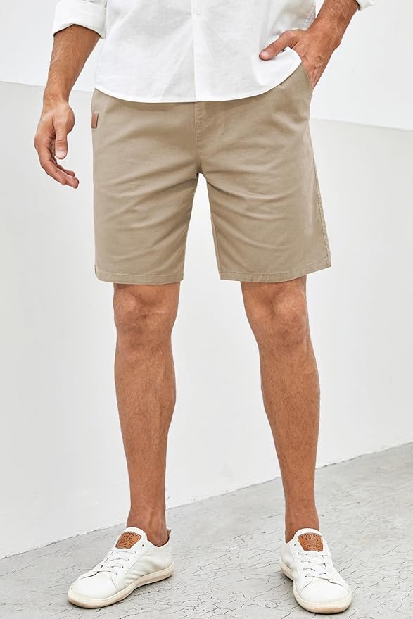 JMIERR Mens Casual Shorts - Cotton Drawstring Summer Beach Stretch Twill Chino Golf Shorts