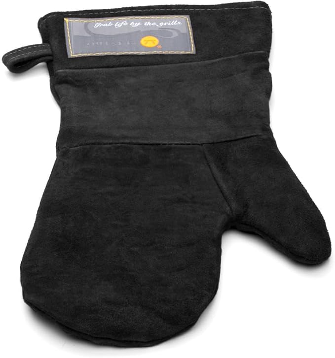Outset Black Leather Grill Mitt 8.5” x 17”