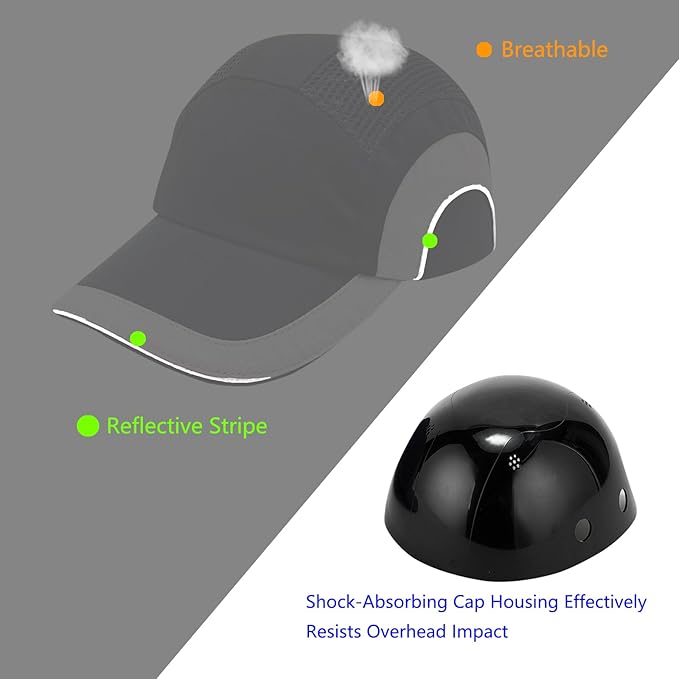 Lightweight Hard Hat Safety Bump Cap Safety Hard Hat Head Protection Cap Breathable Baseball Hat Style Comfortable Head Protection Hat for Work