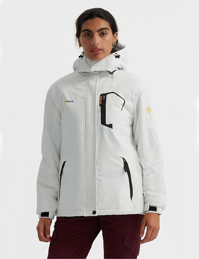 GEMYSE Women's Ski Snow Jacket Warm Winter Waterproof Coat Snowboard Rain Jacket Hooded Windproof Windbreaker