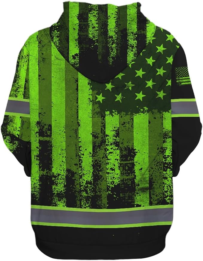 Maddly High Visibility US Flag Collection Safety Workwear Custom Name for Workers, Runners, Truckers, Patriotic
