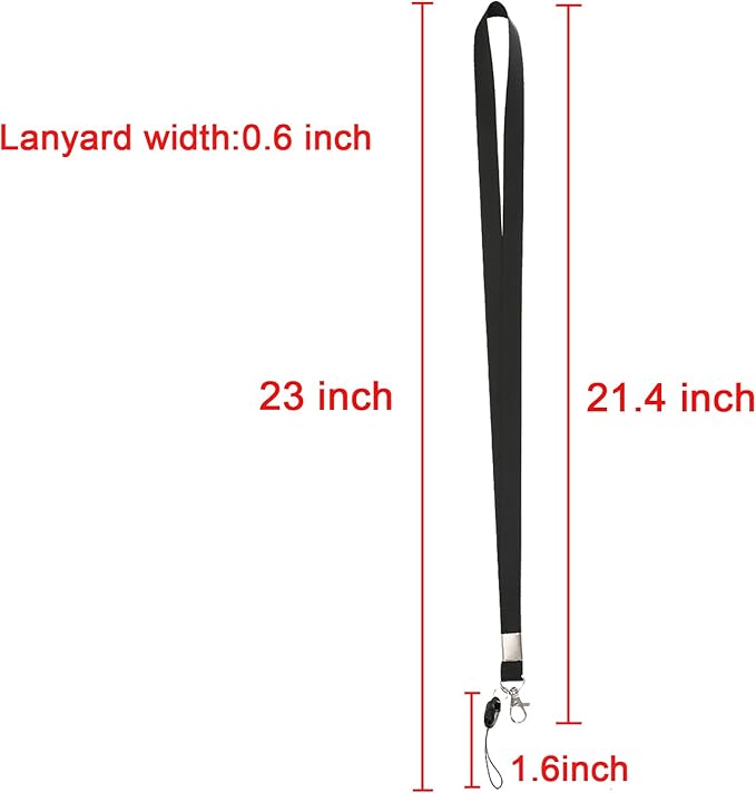 YOUOWO Neck Office Nylon Woven Black Lanyards For Badges Holders with J-Hook Enhanced Model Hook,Ether Ideal Lanyards For ID Name Badges,Keys,Cell Phone,USB,Whistles,Pack of 10