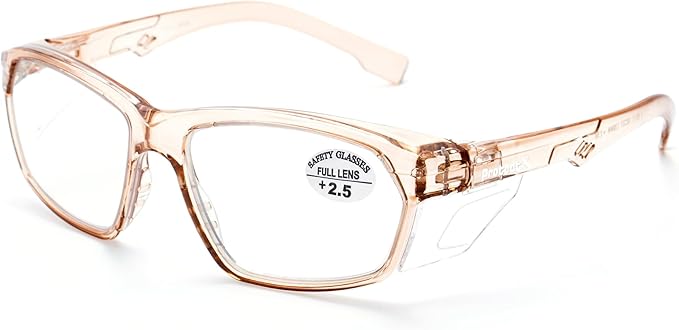 ProtectX Stylish Anti-Fog & Scratch-Resistant Safety Glasses With Readers, UV Protection Goggles, Anti-Impact Lightweight Glasses for Men＆Women Cold Brew Cold Brew Reading 2.5