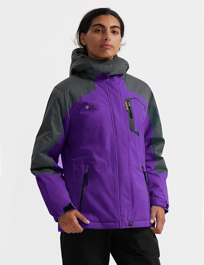 GEMYSE Women's Ski Snow Jacket Warm Winter Waterproof Coat Snowboard Rain Jacket Hooded Windproof Windbreaker