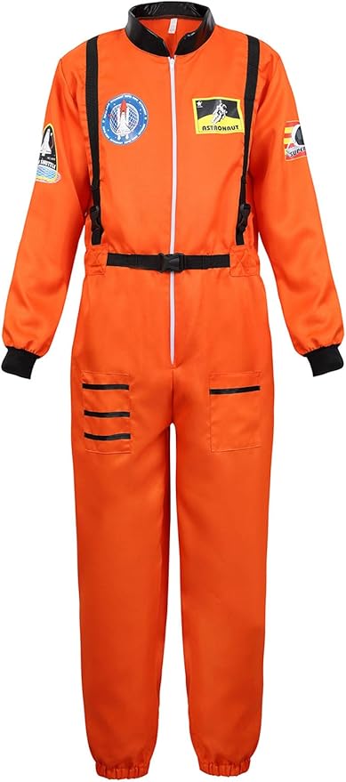 Men's Adult Astronaut Spaceman Costume Coverall Pilot Air Force Flight Jumpsuit Dress Up Party