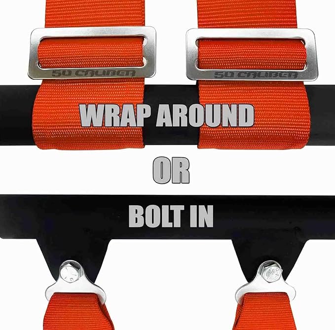 4 Point 2" Racing Harness for Bucket Seats, Quick Release Safety Belt for UTV/RZR, Adjustable Seatbelt with Mounting Hardware, Choose from 9 Colors, Secure Fit for Off-Road Vehicles, Orange, (6008A3)