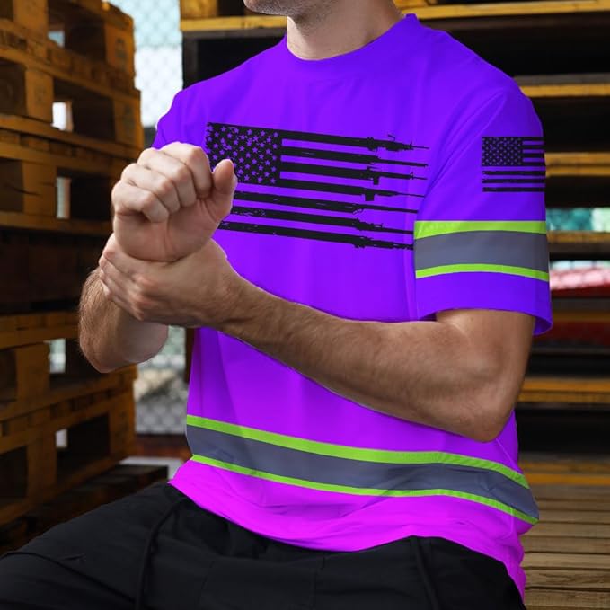 Maddly High Visibility US Flag Collection Safety Workwear Custom Name for Workers, Runners, Truckers, Patriotic