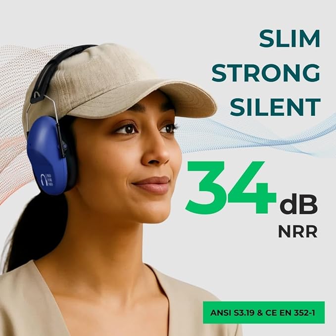 Pro For Sho 34dB NRR Hearing Protection Ear Muffs - Highest NRR in Compact Design, Ear Protection for Shooting, Mowing, Work