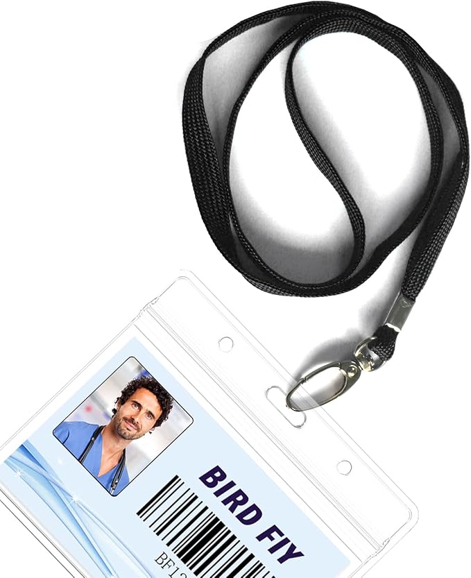 Bird Fiy Black Lanyard 100 Pack Bulk Lanyards for Id Badges Holders Each Lanyard 17 Inch with 360° Swivel Hook
