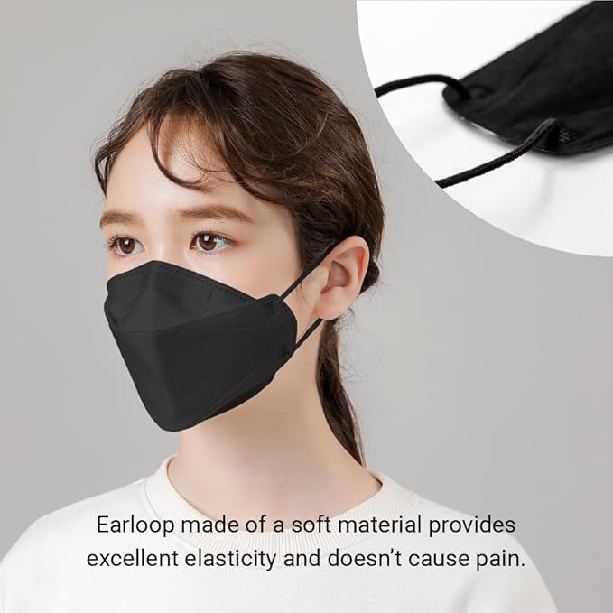 [20 Pack] New Micro-Dust Protection Face Premium Mask (KF94) Black Medium