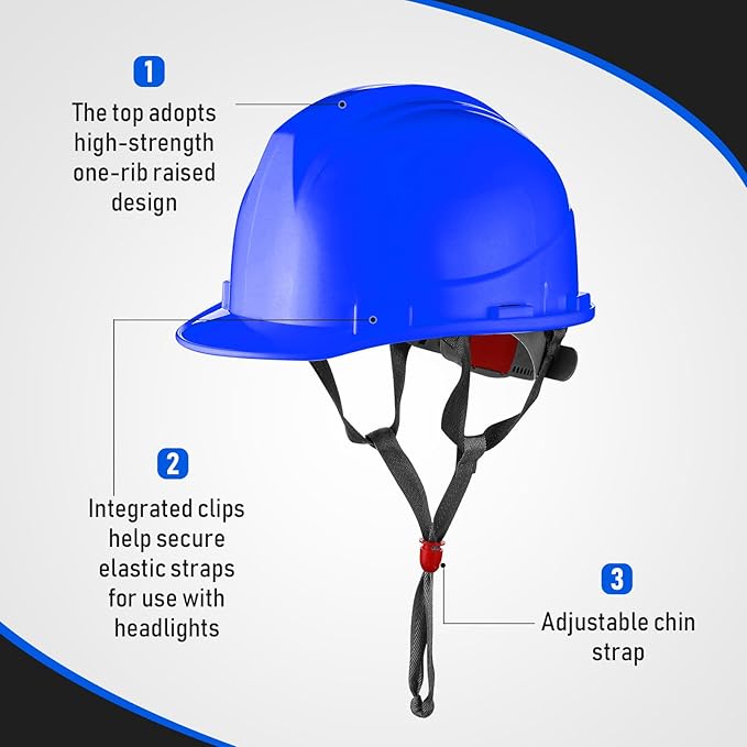 Leumoi 10 Pcs Suspension Hard Hat, Construction Hard Hat for Safety, Ratchet Cap Style with Self Adjusting Crown Straps for Man Woman