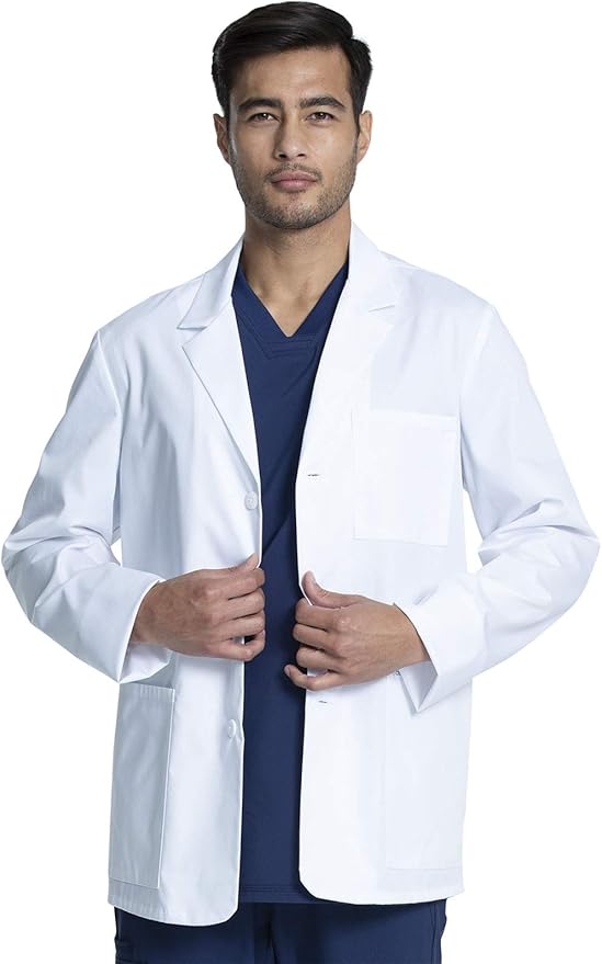 Cherokee Mens Lab Coat 30" Men's Consultation White Coat Durable, Mechanical Stretch - CK401