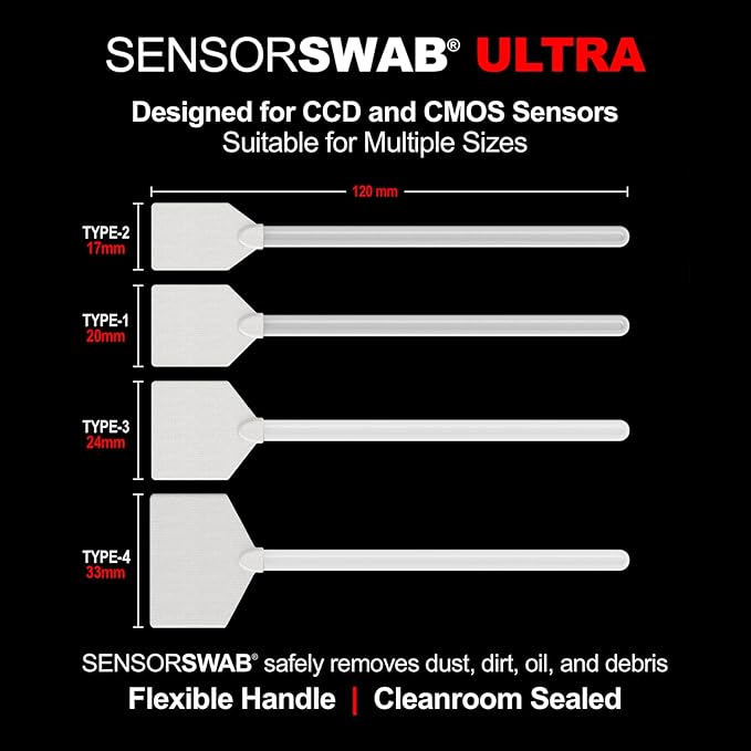 Senor Cleaning Kit - 24mm Sensor Swab (12 Swabs) for Cleaning Full Frame Sensors and Eclipse Sensor Cleaning Application with Dropper Tip (59ml) 2oz
