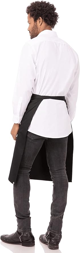 Chef Works Reversible Waiter Apron with Pockets, Black, One Size