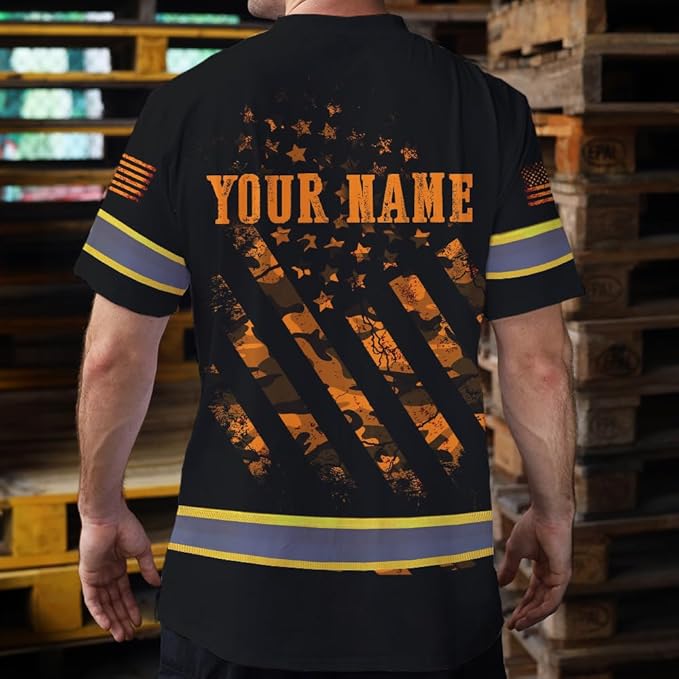Maddly High Visibility US Flag Collection Safety Workwear Custom Name for Workers, Runners, Truckers, Patriotic