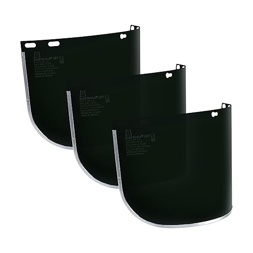 Blue Eagle Faceshield Replacement UV Visors (FC48G5) | Dark Green | UV Filter Level U6 (ANSI), 2-5(EN) | Polycarbonate | 3 PCS