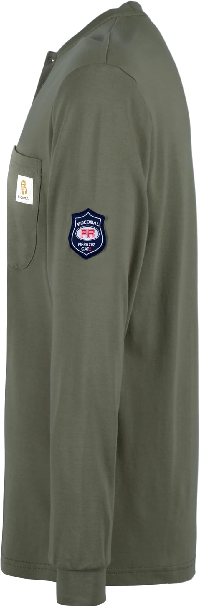 BOCOMAL FR Shirts Henley 7oz Midweight Fire Resistant Clothing NFPA2112 CAT2 Men's Flame Retardant Work Shirt