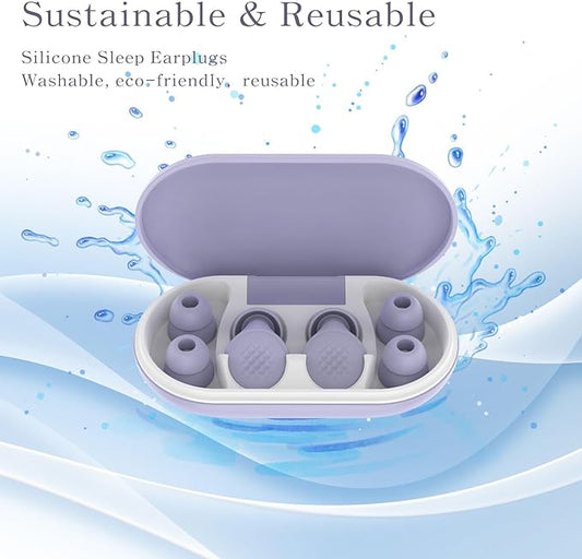 Ear Plugs for Sleeping Noise Cancelling for Side Sleepers 45dB, 7 Pairs Reusable Suitable for Work, Concerts, Travel & Focus (Purple)