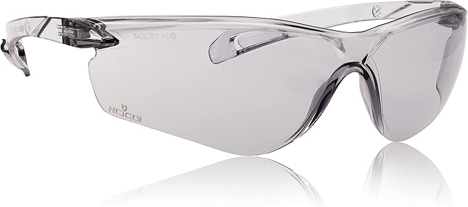 NoCry Lightweight Tinted Safety Glasses with UV 400 Protection, Anti Fog and Anti Scratch Coating and Grey Wrap Around Lenses; ANSI Z87.1 Certified