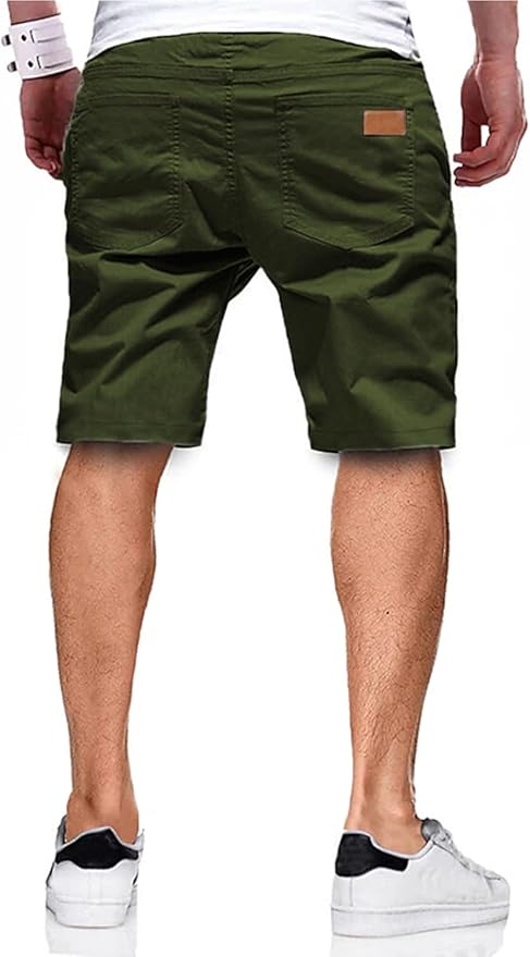 JMIERR Mens Casual Shorts - Cotton Drawstring Summer Beach Stretch Twill Chino Golf Shorts