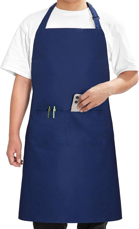 Syntus Chef Apron for Men Women Kitchen Cooking Apron with Pockets, Adjustable Bib Aprons Stain Resistant, 1 Pack