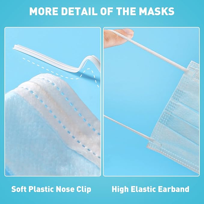 DR.MOXA Face Masks Disposable 100 Pack, PFE>95%, 3 Ply Protection Face Masks for Adults General Use
