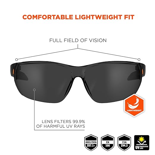 Ergodyne Skullerz VALI Anti Scratch Safety Glasses, Anti-Fog, ANSI z87.1