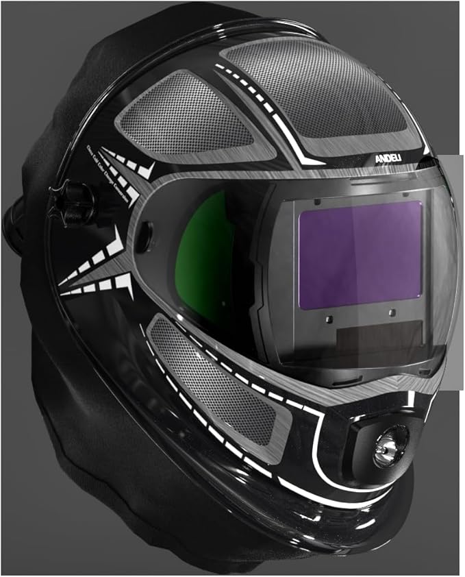 ANDELI Welding Helmet with Light,Panoramic 180° Large Viewing Powered Air Purifying Respirator Auto Darkening Welding Helmet