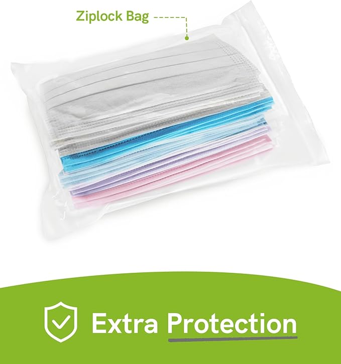 FriCARE Made in USA Disposable Face Masks, 3-Ply ASTM Level 3 Medical Grade, Breathable & Comfortable for Adult Daily Work/Sun Protection, 50 Pack Nordic Breeze