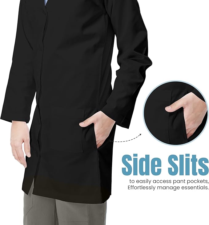 NY Threads Professional Lab Coat for Men Long Sleeve Medical Coat