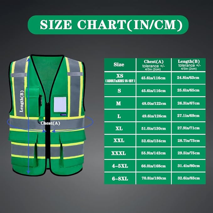 AYKRM 11 color High Vis Reflective Safety Vest for Women Men Security Pocket Zipper