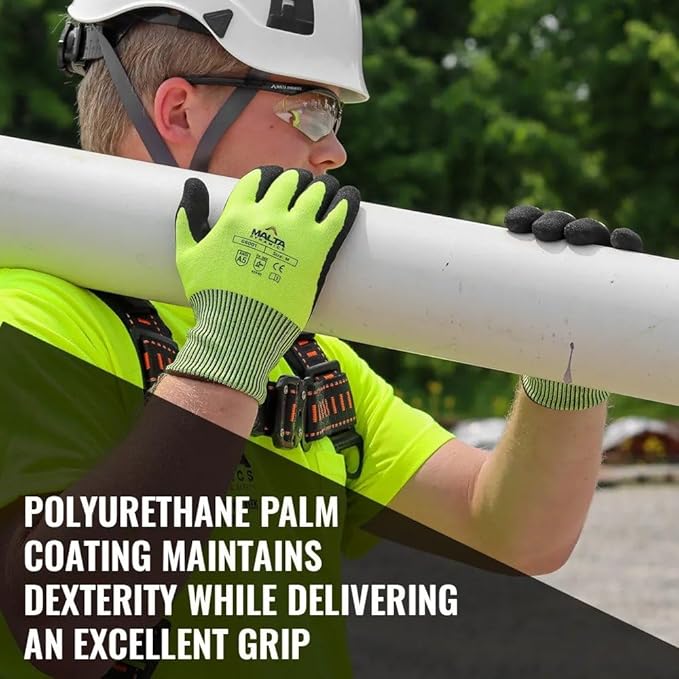 Malta Dynamics Safety Work Protective Gloves – Mens Work Gloves with Cut Level 5 Protection, OSHA and ANSI Compliant