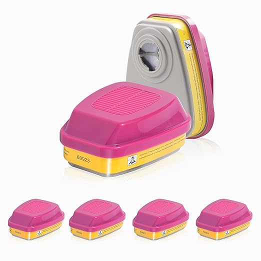 Respirator Cartridge, 60923 Particulate Filter, for Half and Full Face Pieces 6000, 7000 and FF-400 Series, Effective Filtering Organic Vapors, Acid Gases and Particulates, 3 Pair