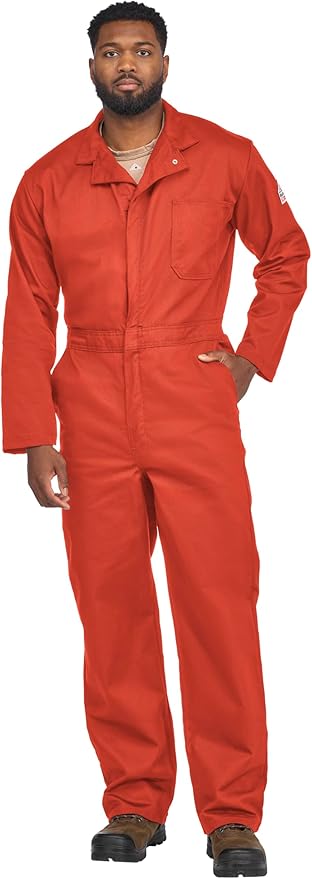 Bulwark FR mens Flame Resistant 9 Oz Twill Cotton Classic Coverall With Hemmed Sleeves