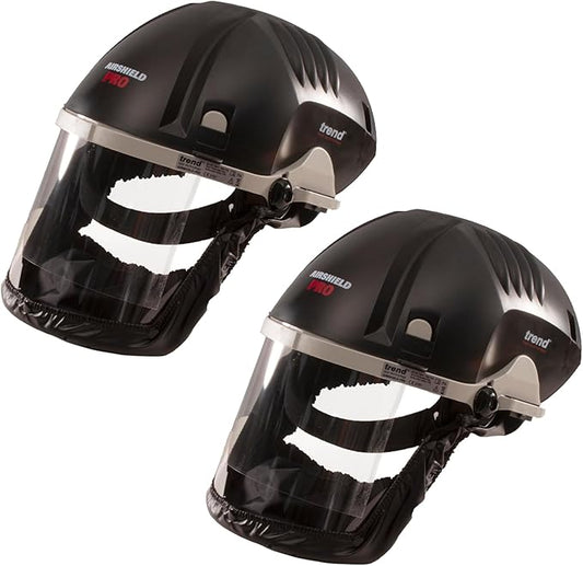 TREND AirShield Pro Full Faceshield Twin Pack, Battery Powered Air Circulating Dust Protector for Woodworking, 0.6 Micron Filtration, U*AIR/PRO/D7