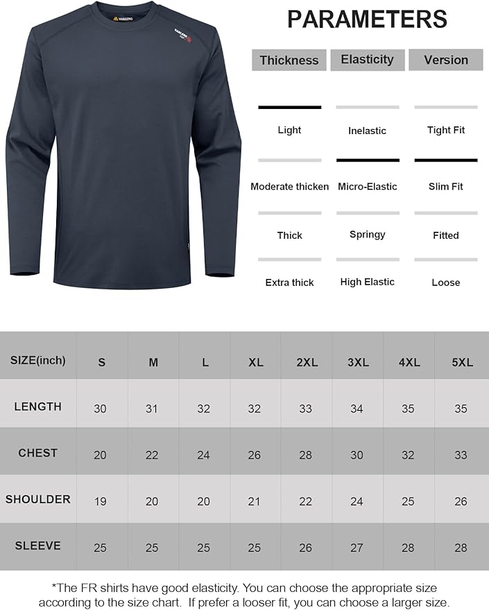 FR Shirts for Summer 5.5OZ Lightweight Breathable Vented Mesh Flame Resistant Long Sleeve Crew T-Shirt CAT2