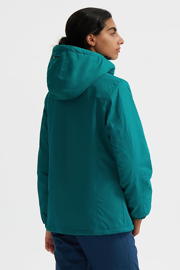 GEMYSE Women's Ski Snow Jacket Warm Winter Waterproof Coat Snowboard Rain Jacket Hooded Windproof Windbreaker