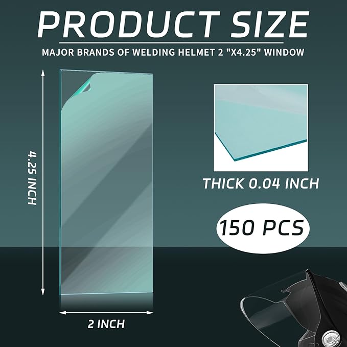 100 Pcs 2'' x 4.25'' Welding Clear Lenses Cover Replacement Transparent Universal Welding Protection Lens Mask Welding Lens